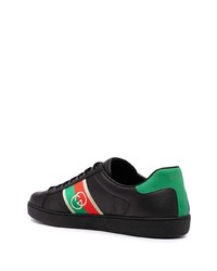 Baskets basses en cuir imprimées noires Gucci