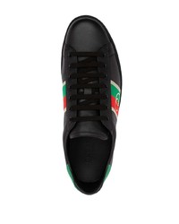 Baskets basses en cuir imprimées noires Gucci