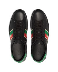 Baskets basses en cuir imprimées noires Gucci