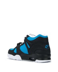 Baskets basses en cuir imprimées noires Nike