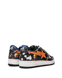 Baskets basses en cuir imprimées noires A Bathing Ape