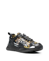 Baskets basses en cuir imprimées noires VERSACE JEANS COUTURE