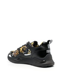 Baskets basses en cuir imprimées noires VERSACE JEANS COUTURE