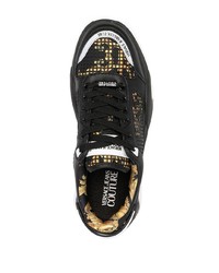 Baskets basses en cuir imprimées noires VERSACE JEANS COUTURE