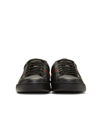 Baskets basses en cuir imprimées noires Gucci