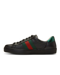 Baskets basses en cuir imprimées noires Gucci