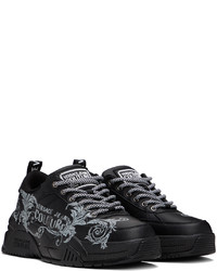 Baskets basses en cuir imprimées noires VERSACE JEANS COUTURE