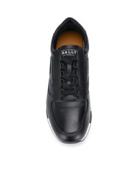 Baskets basses en cuir imprimées noires Bally