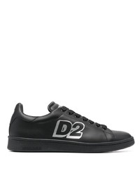 Baskets basses en cuir imprimées noires DSQUARED2