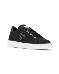 Baskets basses en cuir imprimées noires Philipp Plein