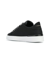 Baskets basses en cuir imprimées noires Philipp Plein