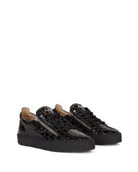 Baskets basses en cuir imprimées noires Giuseppe Zanotti