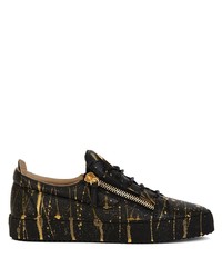 Baskets basses en cuir imprimées noires Giuseppe Zanotti