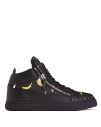 Baskets basses en cuir imprimées noires Giuseppe Zanotti