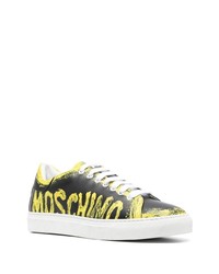 Baskets basses en cuir imprimées noires Moschino