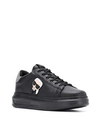 Baskets basses en cuir imprimées noires Karl Lagerfeld