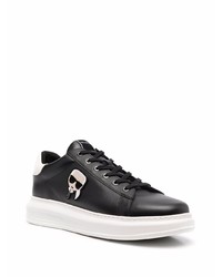 Baskets basses en cuir imprimées noires Karl Lagerfeld