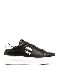 Baskets basses en cuir imprimées noires Karl Lagerfeld