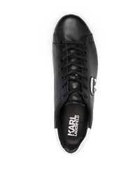 Baskets basses en cuir imprimées noires Karl Lagerfeld