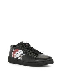 Baskets basses en cuir imprimées noires Kenzo