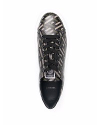 Baskets basses en cuir imprimées noires Versace