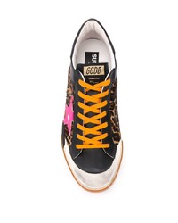 Baskets basses en cuir imprimées noires Golden Goose