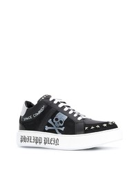 Baskets basses en cuir imprimées noires Philipp Plein