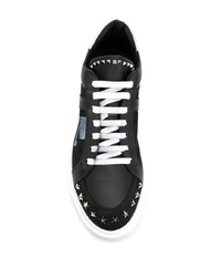 Baskets basses en cuir imprimées noires Philipp Plein