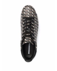 Baskets basses en cuir imprimées noires DSQUARED2