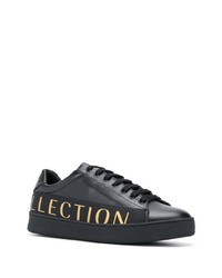 Baskets basses en cuir imprimées noires Versace Collection