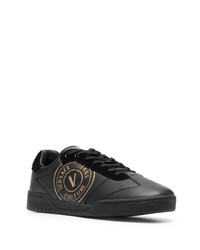 Baskets basses en cuir imprimées noires VERSACE JEANS COUTURE