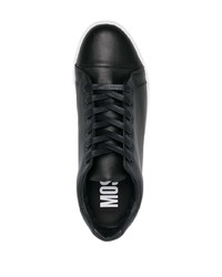 Baskets basses en cuir imprimées noires Moschino