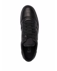 Baskets basses en cuir imprimées noires Ea7 Emporio Armani