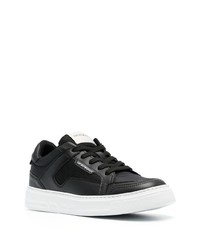 Baskets basses en cuir imprimées noires Emporio Armani