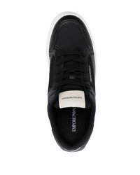 Baskets basses en cuir imprimées noires Emporio Armani