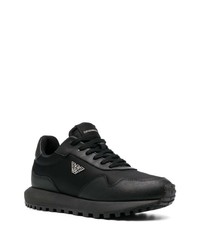 Baskets basses en cuir imprimées noires Emporio Armani