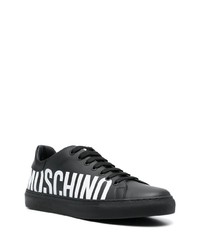 Baskets basses en cuir imprimées noires Moschino