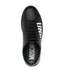 Baskets basses en cuir imprimées noires Moschino