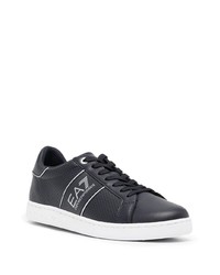 Baskets basses en cuir imprimées noires Ea7 Emporio Armani