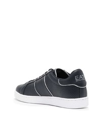 Baskets basses en cuir imprimées noires Ea7 Emporio Armani