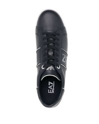 Baskets basses en cuir imprimées noires Ea7 Emporio Armani