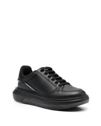 Baskets basses en cuir imprimées noires Emporio Armani