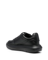 Baskets basses en cuir imprimées noires Emporio Armani