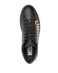 Baskets basses en cuir imprimées noires Moschino