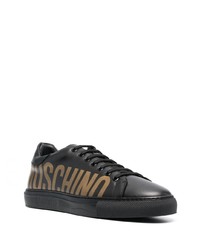 Baskets basses en cuir imprimées noires Moschino