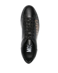 Baskets basses en cuir imprimées noires Moschino