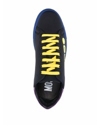 Baskets basses en cuir imprimées noires Moschino