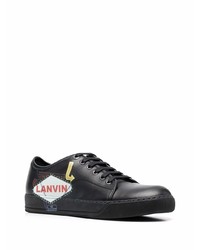 Baskets basses en cuir imprimées noires Lanvin