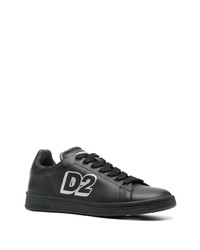 Baskets basses en cuir imprimées noires DSQUARED2