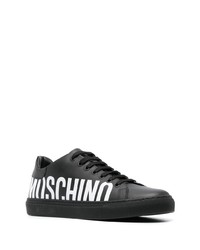 Baskets basses en cuir imprimées noires Moschino